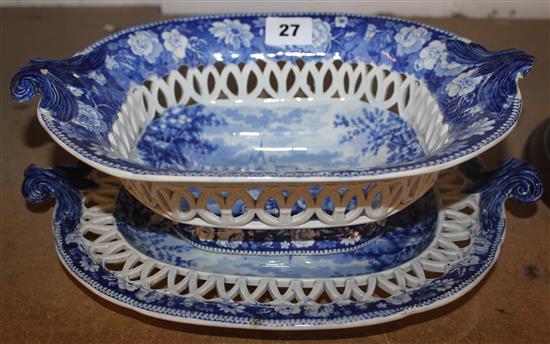 Blue & white bowl in a stand